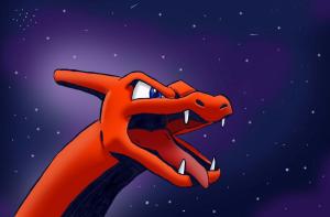 Charzard coloured from scanned drawing